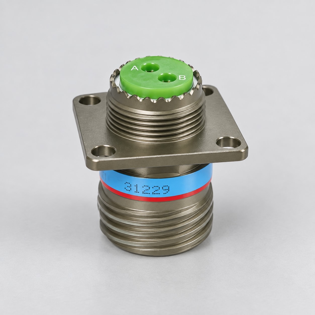 D38999/20WB02SN D38999 MIL-DTL-38999 Series III; Wall-mount receptacle gray-background product view