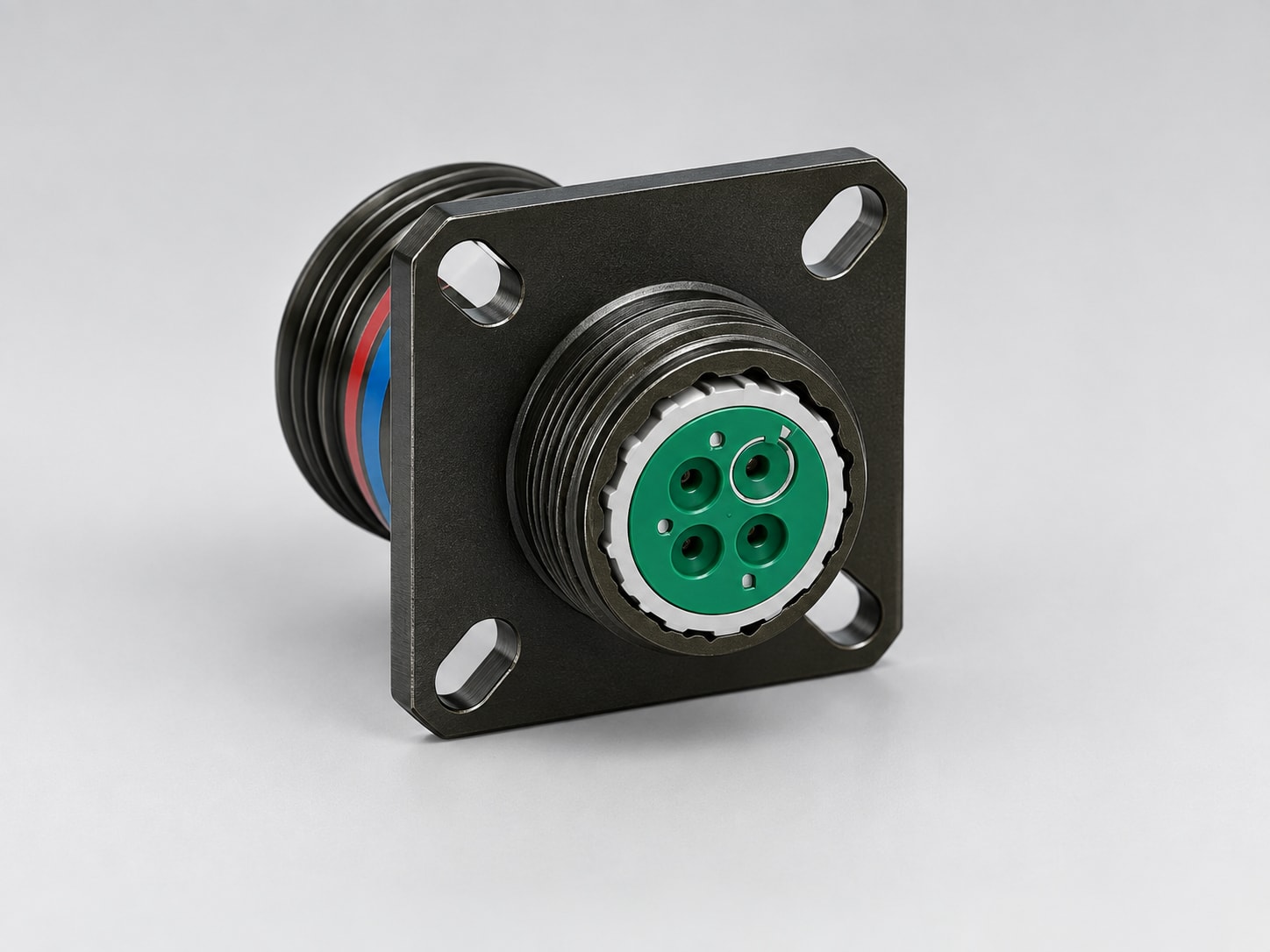 D38999/20WB04SA D38999 MIL-DTL-38999 Series III; Wall-mount receptacle gray-background product view