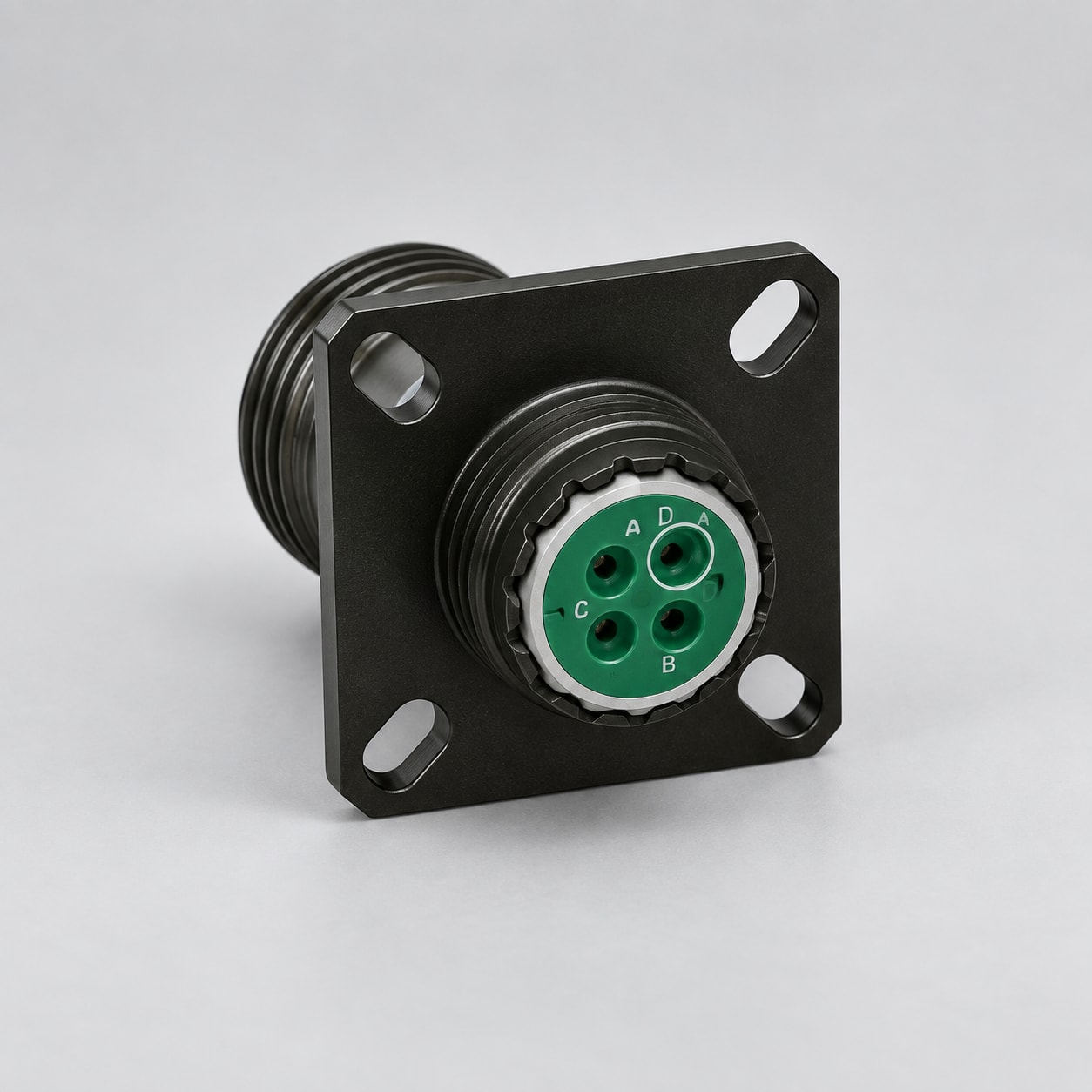 D38999/20WB04SB D38999 MIL-DTL-38999 Series III; Wall-mount receptacle gray-background product view
