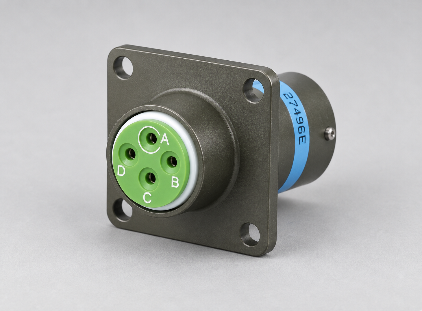 MS27496E13B04SN D38999 MIL-DTL-38999 Series I; Box-mount receptacle gray-background product view