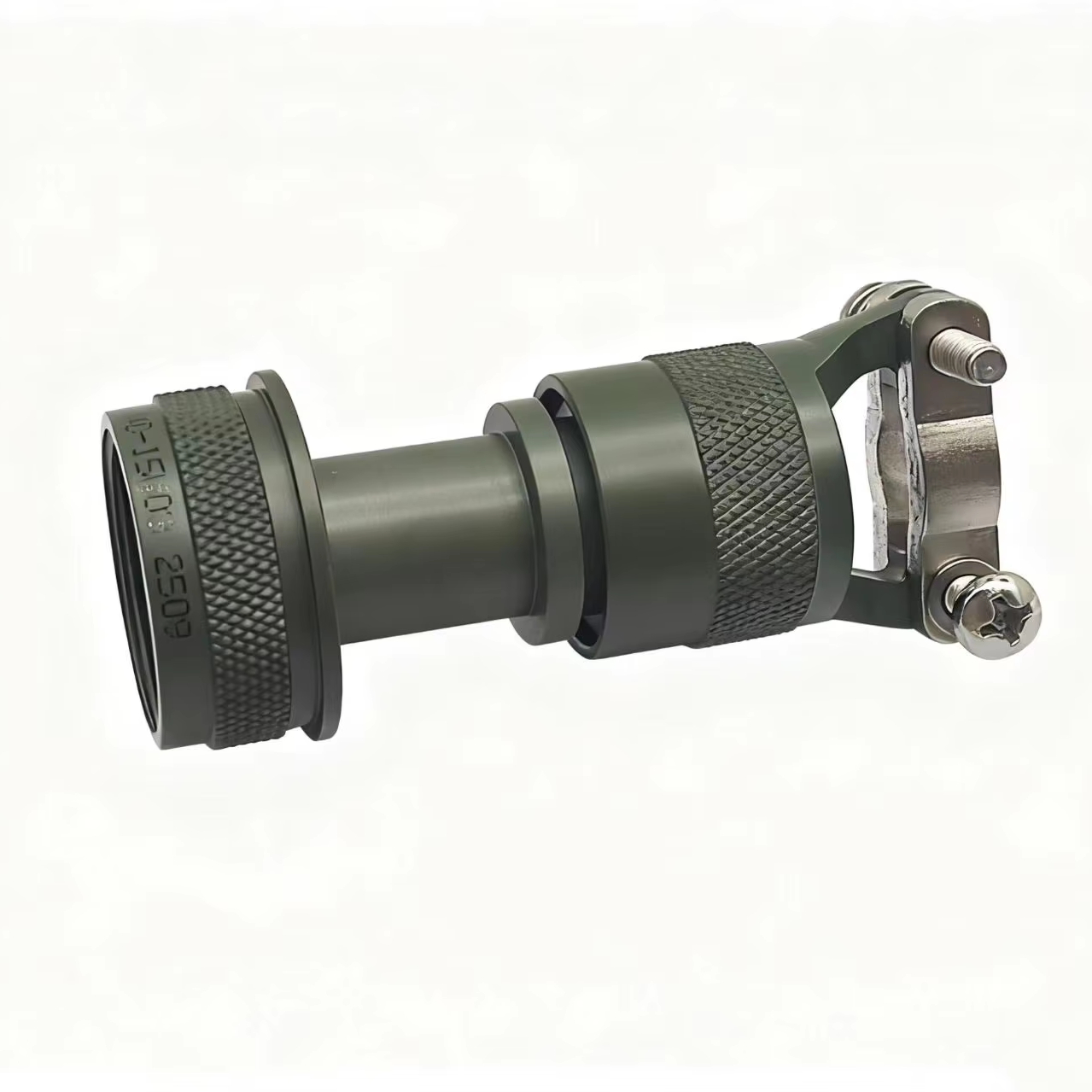 M85049/1915W03 straight olive drab backshell with strain-relief clamp product photograph